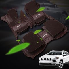JEEP全包围汽车脚垫专用于Jeep吉普大切诺基牧马人指南者自由光自由侠大指挥官 咖色+咖色丝圈